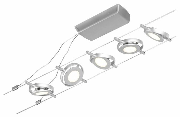 PAULMANN LED lankový systém RoaMac základní sada 5x4,5W 3000K 230/12V matný chrom/chrom