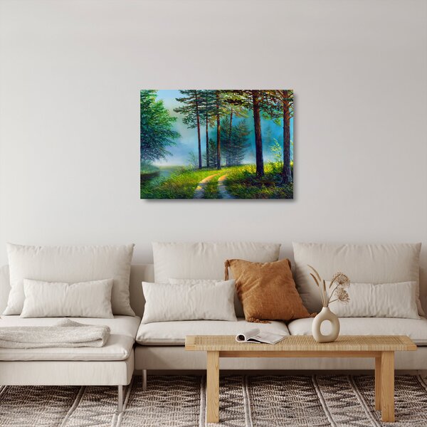Skleněný obraz - Olejomalba krajiny (70x50 cm)