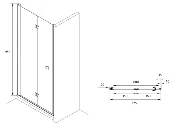 Roca Capital sprchové dveře 80 cm skládací chrom lesk/průhledné sklo AM4508012M