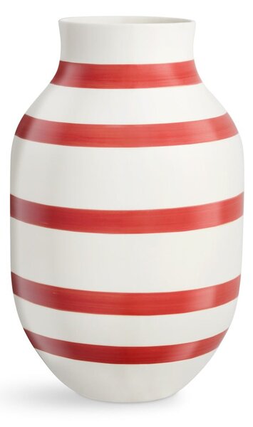 Bílo-červená pruhovaná keramická váza Kähler Design Omaggio, výška 31 cm