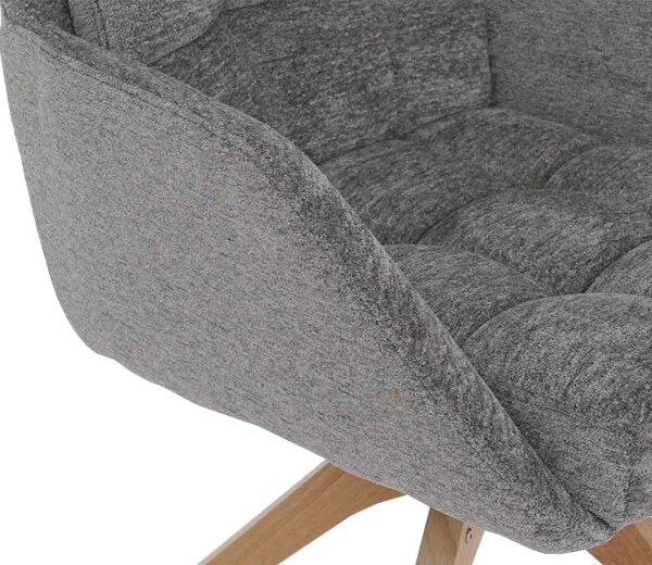 Sada 6 jídelních židlí HWC-Q36, kuchyňské židle, otočné, potah z chenille (680 g/m²), certifikát Öko-Tex, dřevo MVG šedá