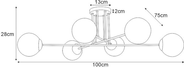 Kaja Savoy stropní světlo 6x40 W bílá-černá K-4925