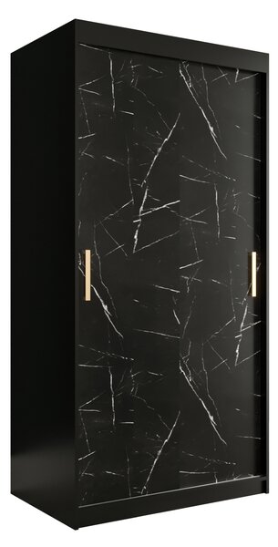 Šatní skříň 100 cm Marbelo T (matná černá + černý mramor). 1064533