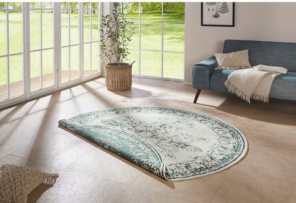 Zeleno-krémový venkovní koberec NORTHRUGS Borbon, ø 140 cm
