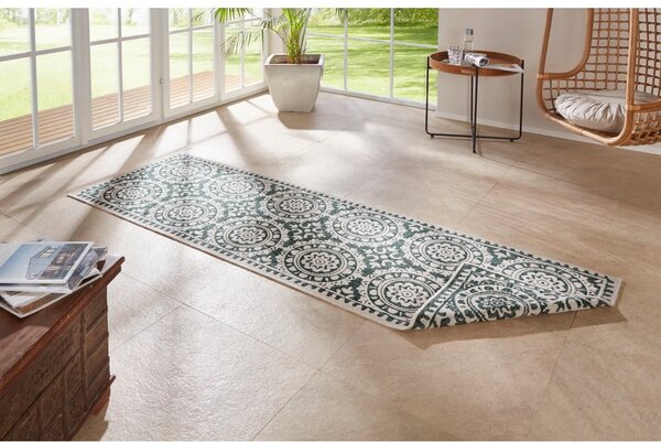 Zeleno-krémový venkovní koberec NORTHRUGS Jardin, 80 x 250 cm