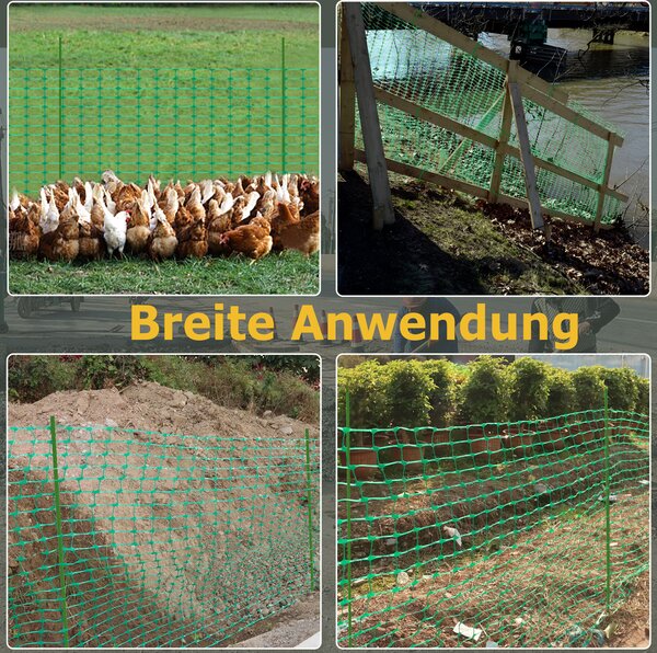 LARS360 1 m x 30 m bariérový plot bezpečnostní síť z plastu stavební plot zelený se zemními hroty a kabelovými vazbami výstražný plot plot pro divokou zvěř stavební plot bezpečnostní síť výstražná síť