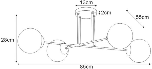 Kaja Savoy stropní světlo 4x40 W bílá-černá K-4924