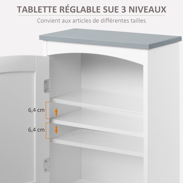 Závěsná toaleta Kleankin - Skříňka na léky s dveřmi a nastavovací policí pro koupelnu - 41 x 18,5 x 52 cm - MDF - Bílá | Aosom