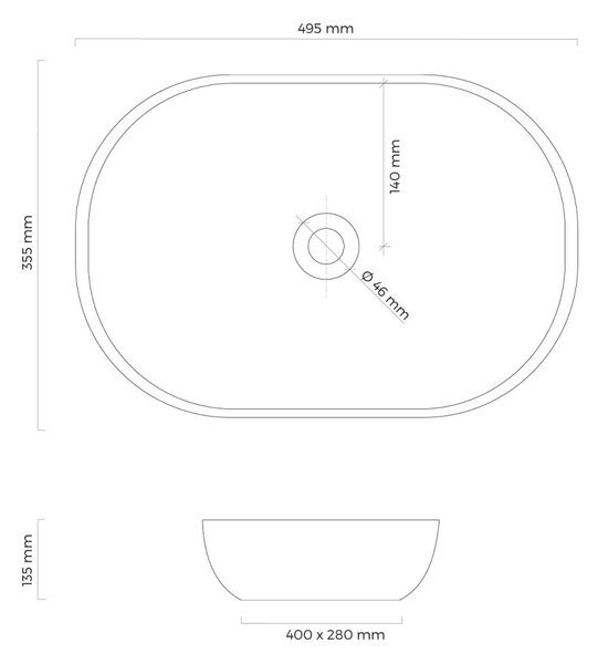 Oltens Hamnes umyvadlo 49.5x35.5 cm oválné na pult bílá 40319000