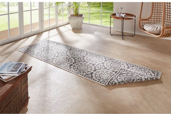 Šedo-krémový venkovní koberec NORTHRUGS Jardin, 80 x 250 cm