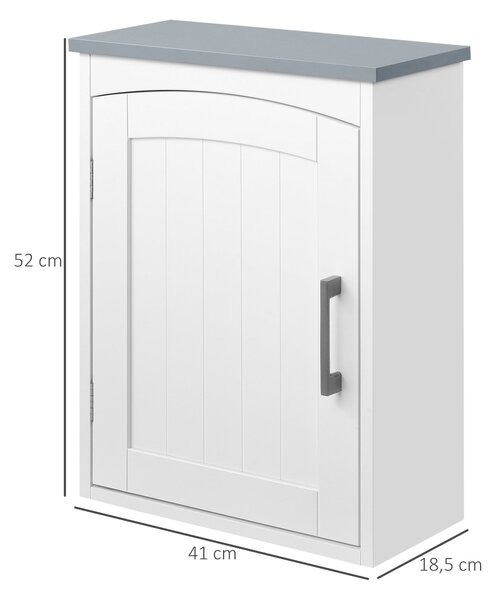 Závěsná toaleta Kleankin - Skříňka na léky s dveřmi a nastavovací policí pro koupelnu - 41 x 18,5 x 52 cm - MDF - Bílá | Aosom