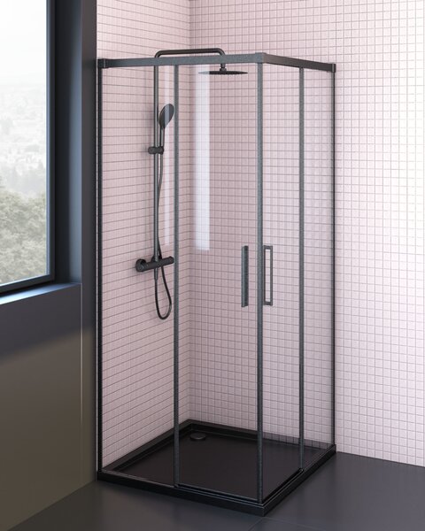 Oltens Superior čtvercová sprchová vanička 80x80 cm černá 17002300