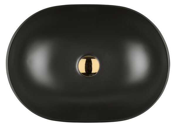 Oltens Hamnes umyvadlo 49.5x35.5 cm oválné na pult černá matný 40319300