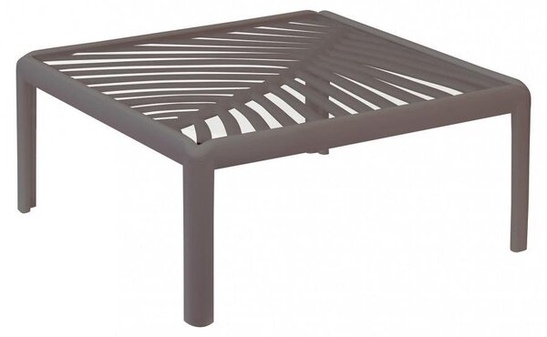 Tvercový konferenní stolek do obývacího pokoje z polypropylenu se sklennou deskou, 70 x 70 x V 32 cm – Taupe