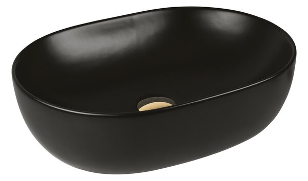Oltens Hamnes umyvadlo 49.5x35.5 cm oválné na pult černá matný 40319300