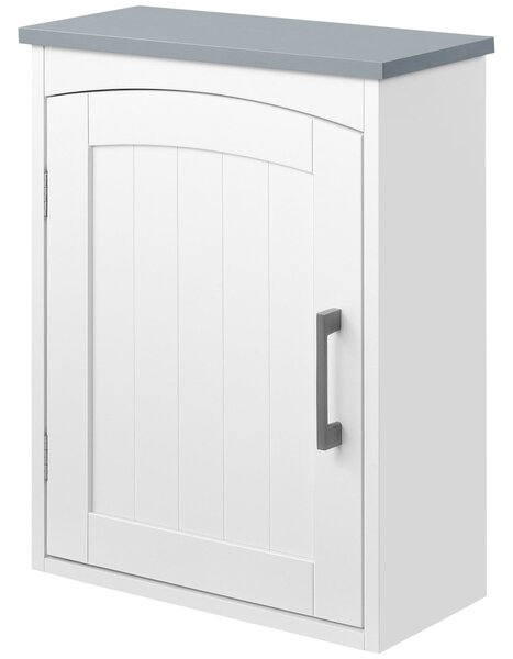 Závěsná toaleta Kleankin - Skříňka na léky s dveřmi a nastavovací policí pro koupelnu - 41 x 18,5 x 52 cm - MDF - Bílá | Aosom