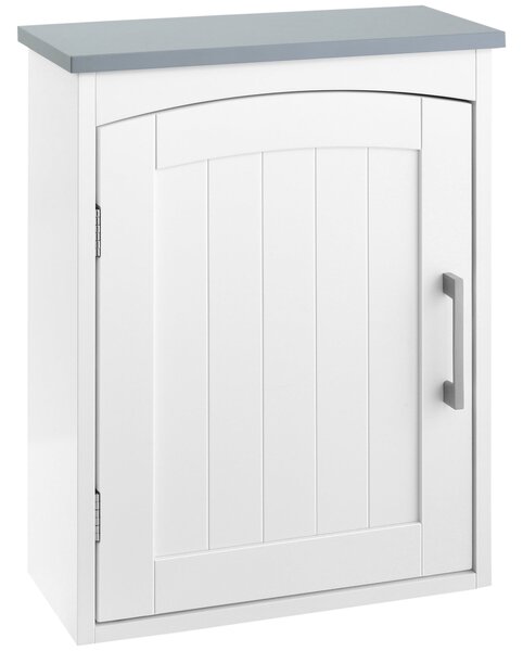 Závěsná toaleta Kleankin - Skříňka na léky s dveřmi a nastavovací policí pro koupelnu - 41 x 18,5 x 52 cm - MDF - Bílá | Aosom