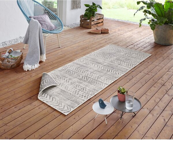Šedo-krémový venkovní koberec NORTHRUGS Biri, 80 x 350 cm