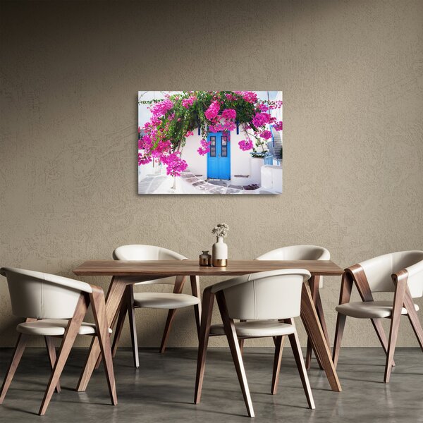 Skleněný obraz - Tradiční řecký dům (70x50 cm)