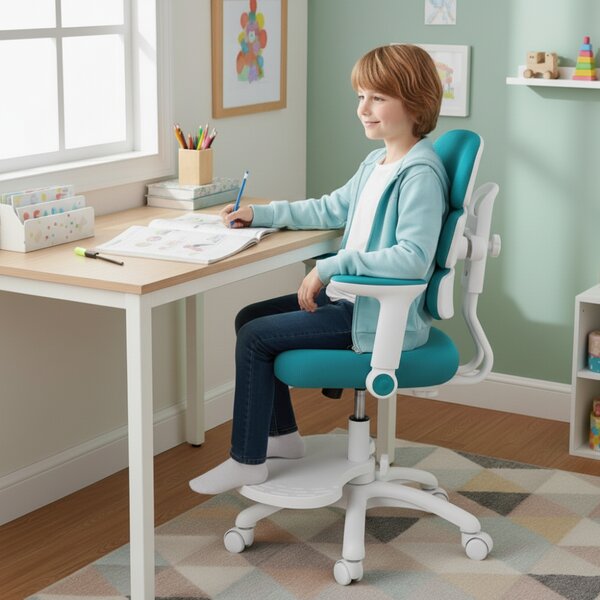 Dětská rostoucí židle Neoseat KIDDY THREE — látka, pratelný potah, tyrkysová