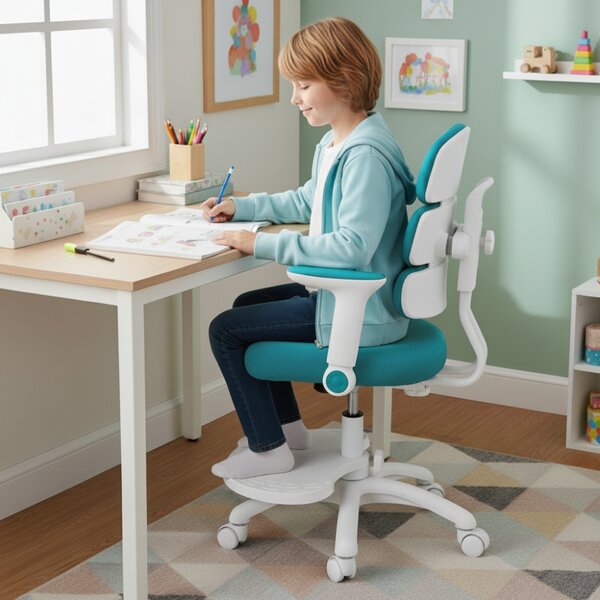Dětská rostoucí židle Neoseat KIDDY THREE — látka, pratelný potah, tyrkysová