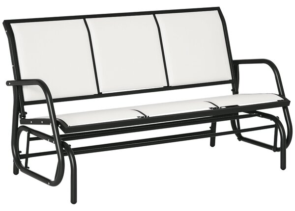 Outsunny 3-místná zahradní houpačka z kovu a prodyšné textilie, 147x70x85cm, béžová | Aosom