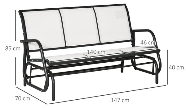Outsunny 3-místná zahradní houpačka z kovu a prodyšné textilie, 147x70x85cm, béžová | Aosom