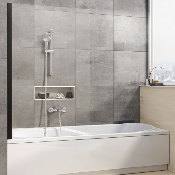 Ravak Pivot vanová zástěna 80 cm jednodílný černá matný/čiré sklo 79840300Z1