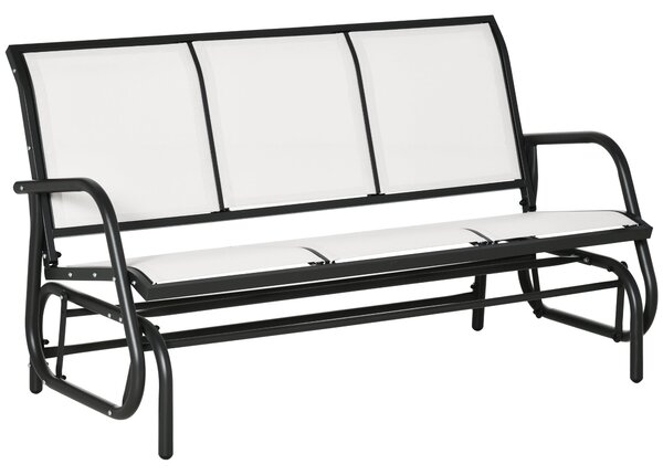Outsunny 3-místná zahradní houpačka z kovu a prodyšné textilie, 147x70x85cm, béžová | Aosom