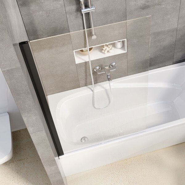 Ravak Pivot vanová zástěna 80 cm jednodílný černá matný/čiré sklo 79840300Z1