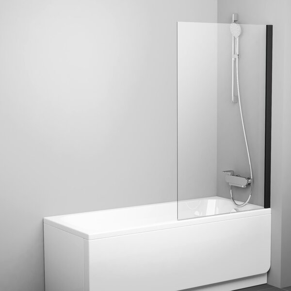 Ravak Pivot vanová zástěna 80 cm jednodílný černá matný/čiré sklo 79840300Z1