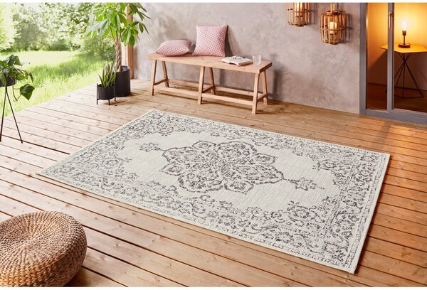 Šedo-krémový venkovní koberec NORTHRUGS Tilos, 160 x 230 cm