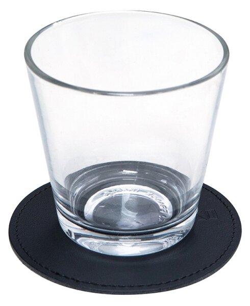Miiko Design Podtácek 10cm, recyklovaná kůže / černý