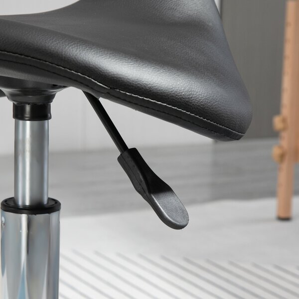HOMCOM Vysoké Křeslo na Kolečkách, Výškově Nastavitelné, Polstrované Ergonomické Pěnové Sedadlo, Moderní a Univerzální Design, 36,5x37,5x51-66 cm, Čer