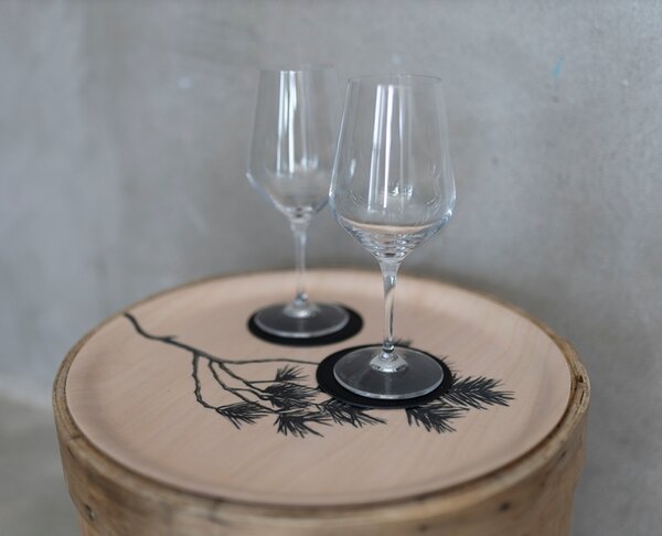 Miiko Design Podtácek 10cm, recyklovaná kůže / černý