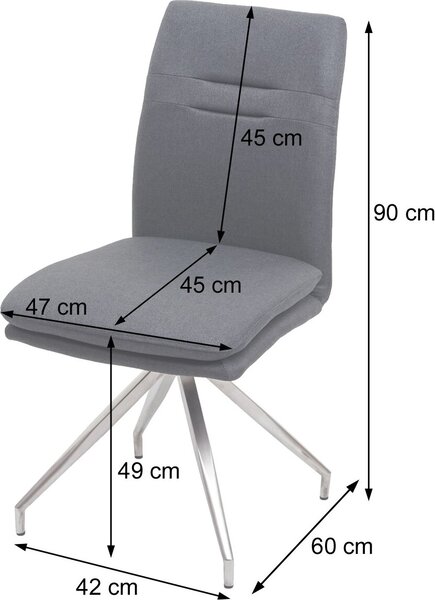 Jídelní židle HWC-H70, kuchyňská židle křeslo židle, látka/textil kartáčovaná nerezová ocel šedohnědá