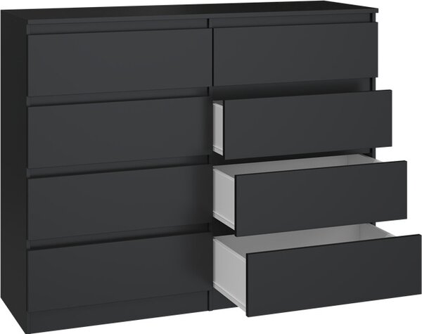 Topeshop M8 120 CZERŃ, Černá, 8 zásuvka/zásuvek, Dřevotřískové desky, Jednobarevný, Moderní, Dřevotřískové desky