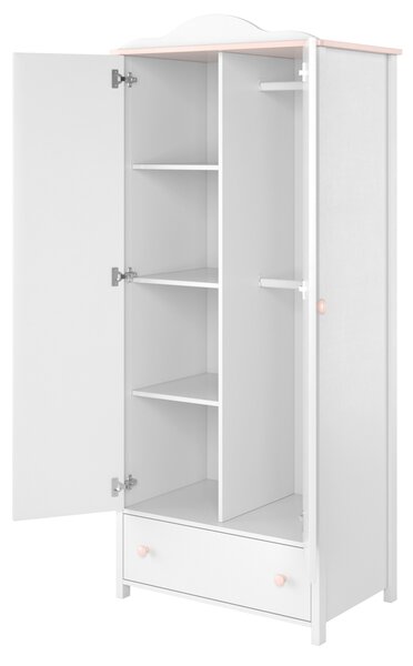 Šatní skříň 2D dělená bílá/růžová LUNA LN12