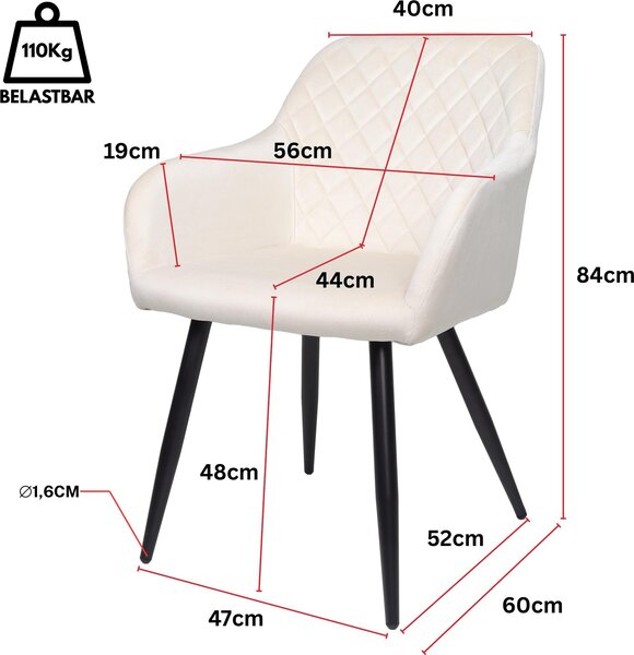 ALBATROS Jídelní židle set 2 SALO, béžová - Moderní a stylová, pohodlná čalouněná židle - Elegantní židle do kuchyně, jídelny nebo jídelního stolu v retro stylu