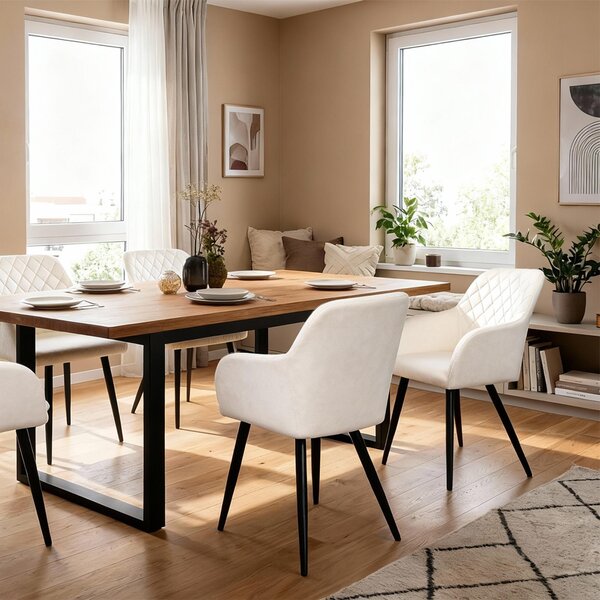 ALBATROS Jídelní židle set 2 SALO, béžová - Moderní a stylová, pohodlná čalouněná židle - Elegantní židle do kuchyně, jídelny nebo jídelního stolu v retro stylu