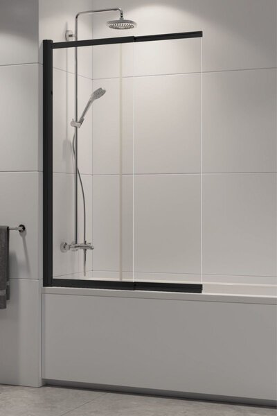 New Trendy Sensi Black vanová zástěna 85 cm dvoudílný černá matný/čiré sklo P-0045