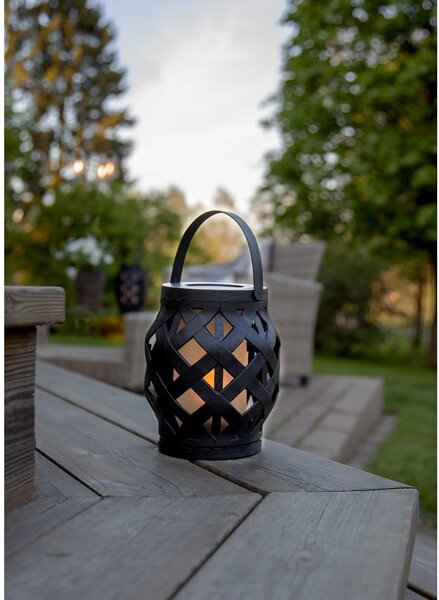 Černá lucerna Star Trading Flame Lantern, výška 16 cm