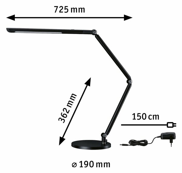 PAULMANN LED stolní lampa na psací stůl FlexBar černá 10,6W měnitelná bílá 3.000K 789.12