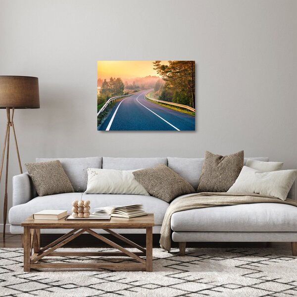 Skleněný obraz - Cesta při východu slunce (70x50 cm)