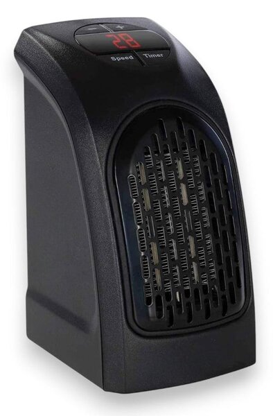 Elektrický teplovzduný radiátor 400 W s pímým pipojením do zásuvky, bez kabelu, s termostatem a asovaem