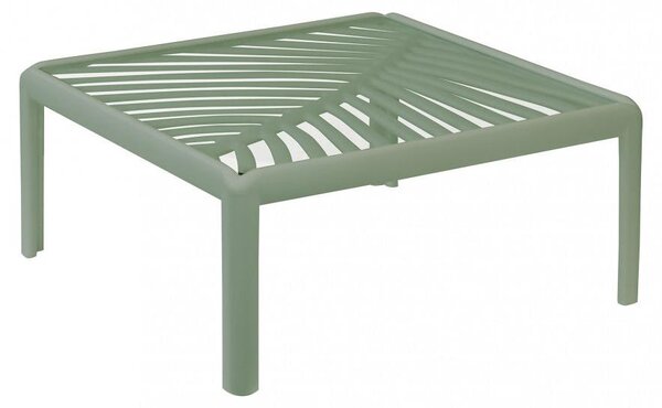 Tvercový konferenní stolek do obývacího pokoje z polypropylenu se sklennou deskou, 70 x 70 x V 32 cm – zelený