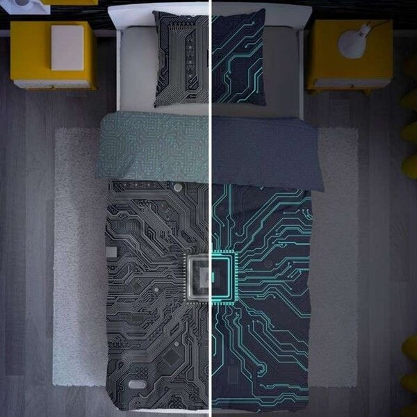 Bavlněné ložní povlečení AI Technologie - se svítícím efektem - 100% bavlna - 70 x 90 cm + 140 x 200 cm