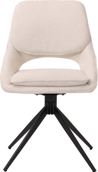 Sada 6 jídelních židlí HWC-N73, kuchyňská židle, otočná s automatickým vrácením, tkanina/textil boucle (540g/m²) Oeko-Tex krémová