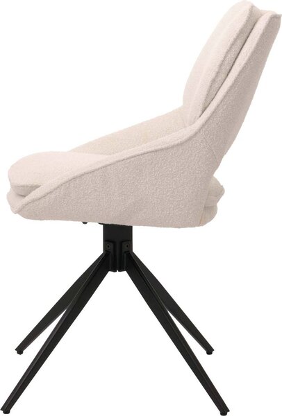Sada 6 jídelních židlí HWC-N73, kuchyňská židle, otočná s automatickým vrácením, tkanina/textil boucle (540g/m²) Oeko-Tex krémová