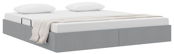 Postel s úložným prostorem Světle šedá 193 x 203 cm Textil 3370060